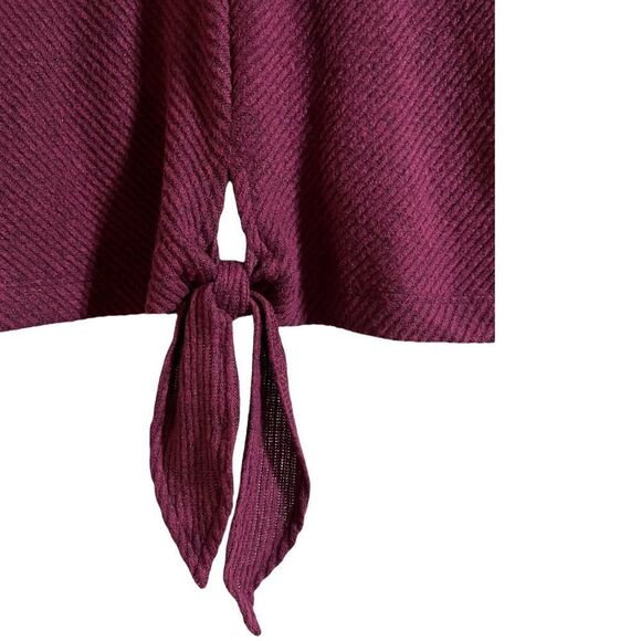 😊 3/$30 NWT🏷 EXPRESS cowl neck top, Sz Small super soft! Burgundy, tie front - Picture 2 of 7